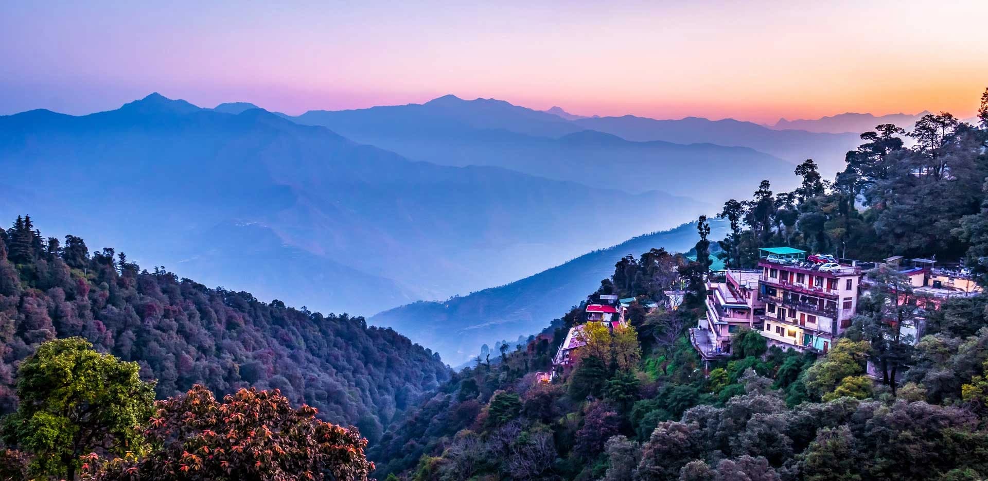 Mussoorie, Uttarakhand — Colonial-era hotels, deodar forests, view-facing sangeets.